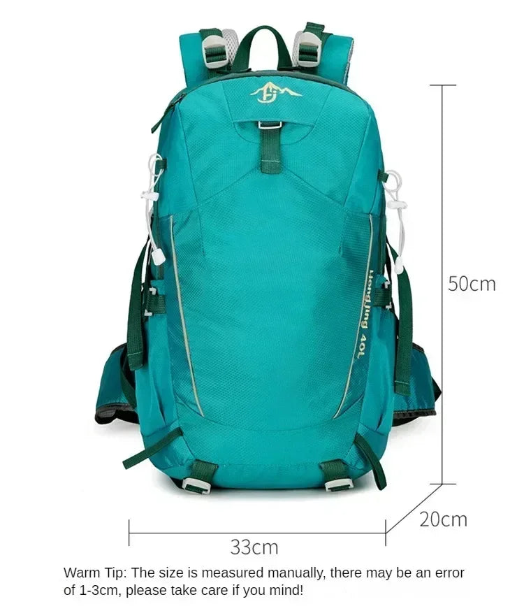 40L outdoor hiking camping backpack outdoor waterproof lightweight mountaineering bag cycling backpack with waterproof cover