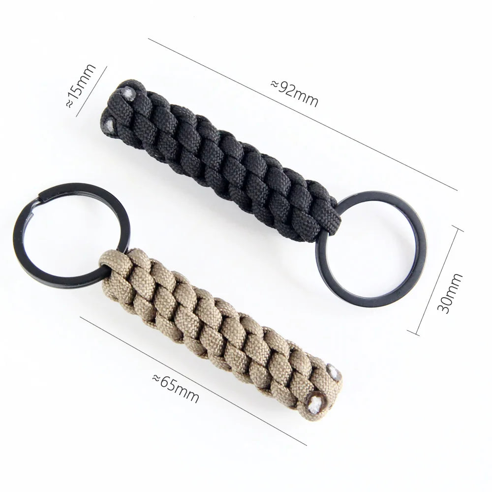 Paracord Keychain Outdoor Tactical Braided Rope Survival Tools Key Ring Nylon Knot Pendant Accessories For Camping Hiking