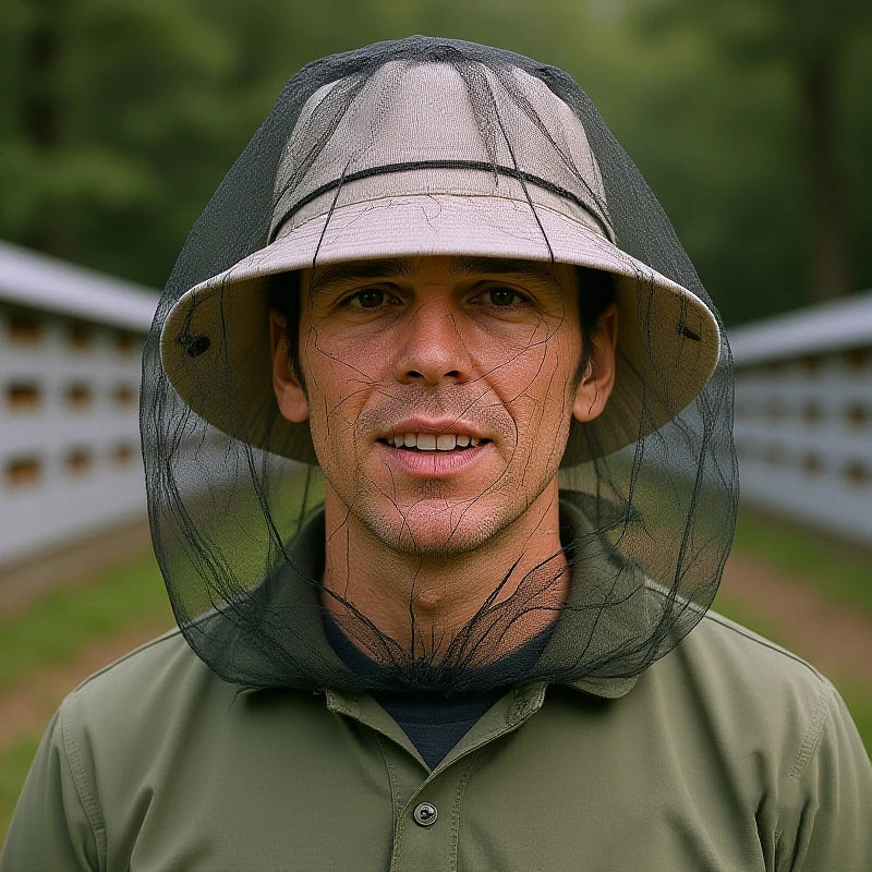 Fishing Anti Mosquito Insect Hat Fishing Hat Bug Mesh Head Net Face Protector Camping Sunshade Hats Outdoor Travel Camping