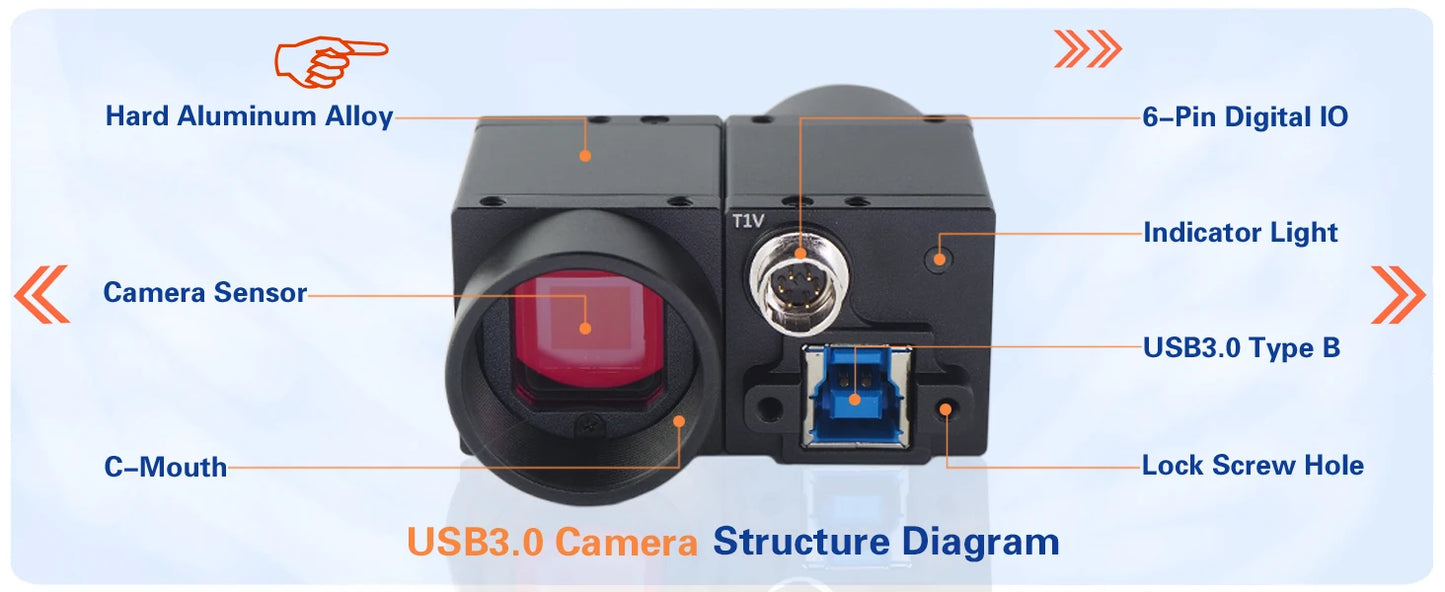 High Speed USB3.0 Machine Vision Industrial Digital Camera Color Scroll Shutter NIR With SDK Windows Linux