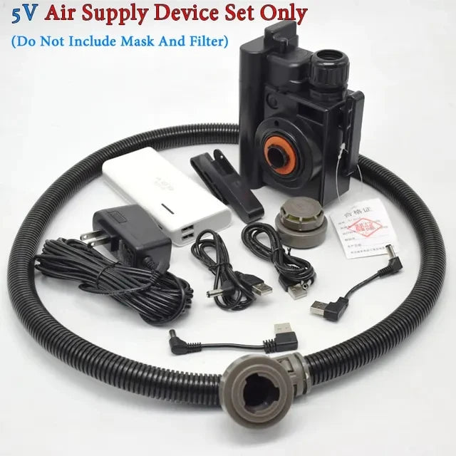 Electric Rechargeable Half Face Dust Gas Mask Portable Auxiliary Air Supply Respirator For Spraying Painting Polish Work Safety