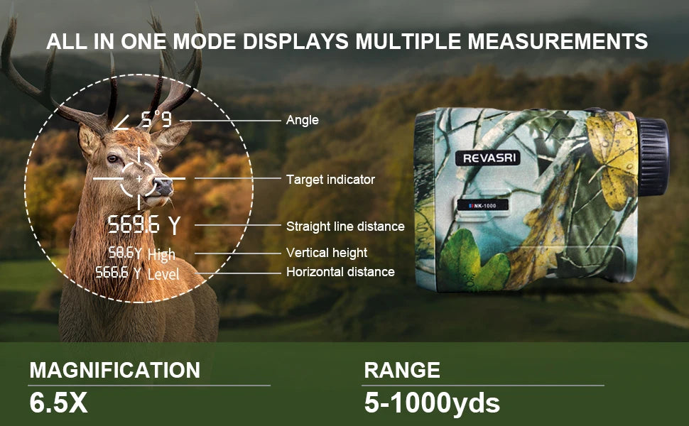 REVASRI Laser Rangefinder 1000M Hunting Range Finder with Rechargeable Battery Outdoor Target Acquisition Technology Monoculars