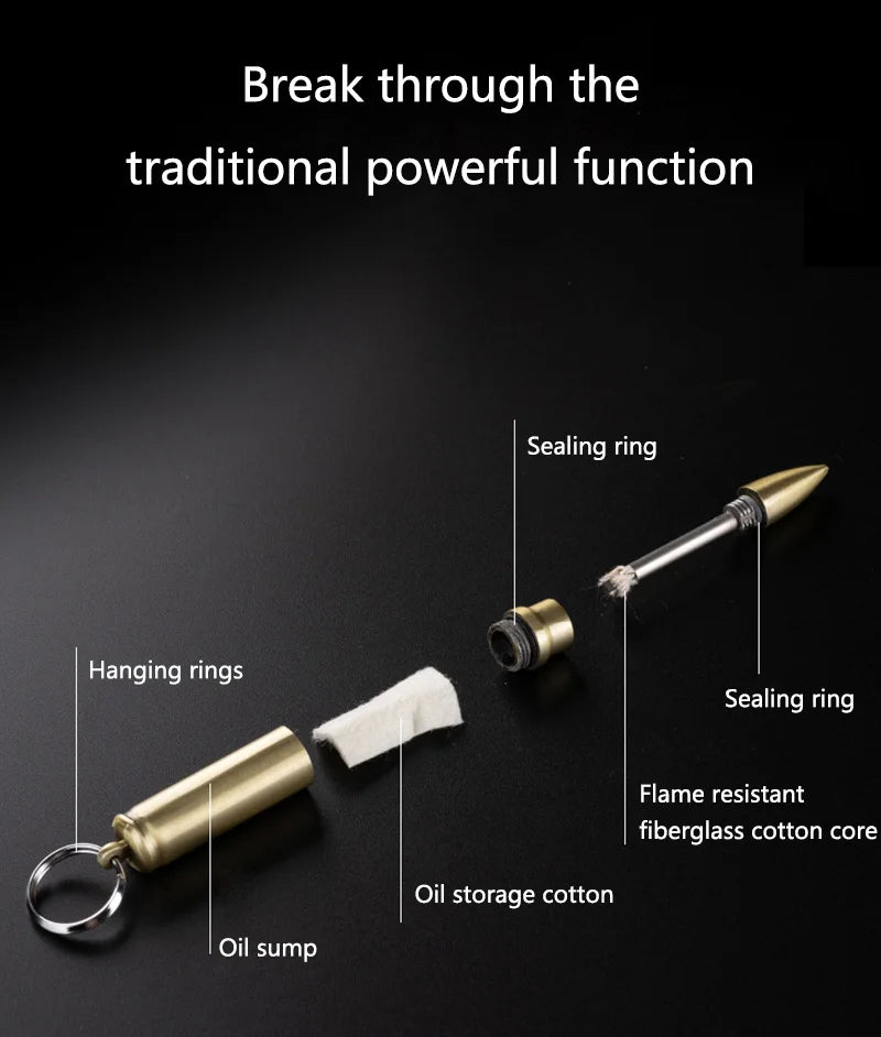 Metal Keychain Match Lighter, Portable Retro Waterproof Lighter, Emergency Survival Equipment Lighter Barbecue Camping Gifts