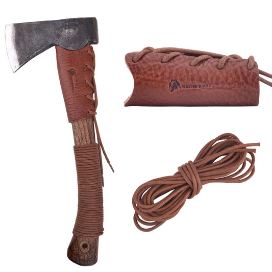 Genuine Leather Axe Handle Guard Collar Holster Hatchet Blade Cover (One Set), for Camping, Hiking, Hunting, Outdoors.