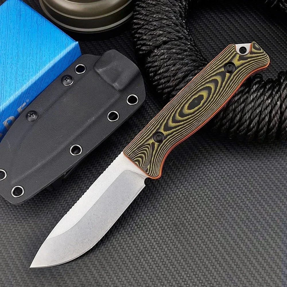 BM 15002/ 15017 Wilderness Survival Straight Blade Pocket Knife with Sheath Hunting Combat Tools Bushcrafter Outdoor Gift Knives