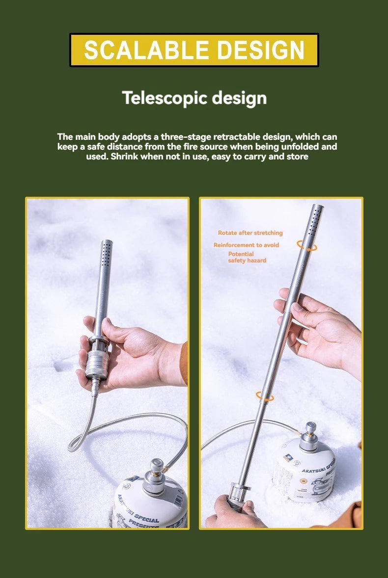 Outdoor Flame Gun Heating Gas Torch BBQ Grill Fire Starter Gas Igniter Isobutane Fire Gun Burner Camping Retractable Fire Torch