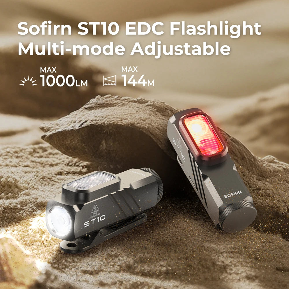 New Sofirn ST10 EDC Flashlight 14500 1000LM USB C Rechargeable Waterproof With Red Light Magnetic Tail & Clip For Camping Emerge