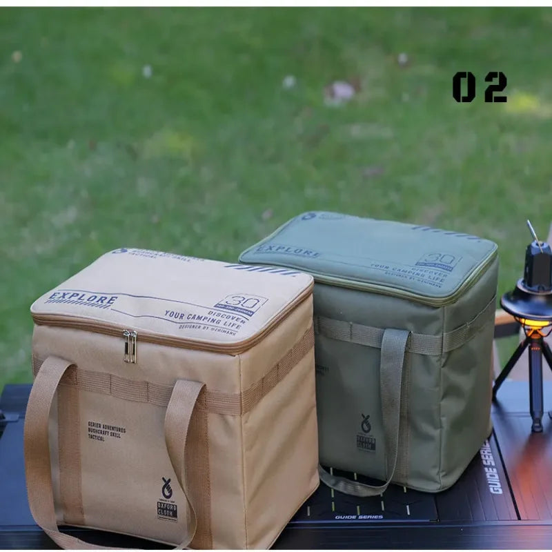 42L large capacity camping outdoor equipment storage bag thermal insulation folding storage box handbag picnic equipment tool