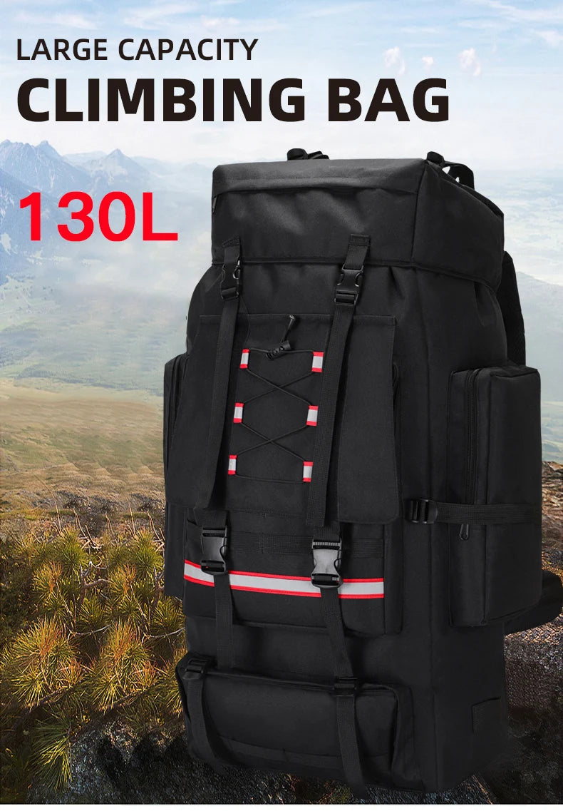 130L Hiking Camping Backpack Travel Large Luggage Bag Men Trekking Outdoor Sports Pack Molle Trekking Rucksack For Men Big Bag