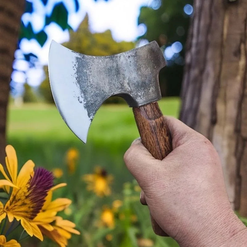 High-carbon Steel Hatchet Portable Small Axe Outdoors Camping Multifunctional Wooden Handle Self-defense Small Axe Outdoor Tools