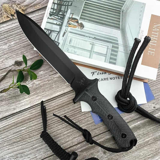 Green Beret Tactical Fixed Blade Knife with Sheath - D2 Steel Survival Knife, G10 Handle for Military EDC, Outdoor Camping