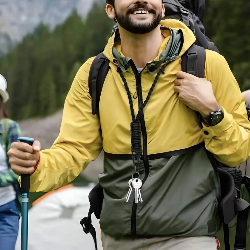 Outdoor Necklace Lanyard with Metal Clip Keychain Multifunctional Heavy Duty Braided Umbrella Rope Neck Lanyard Keychain