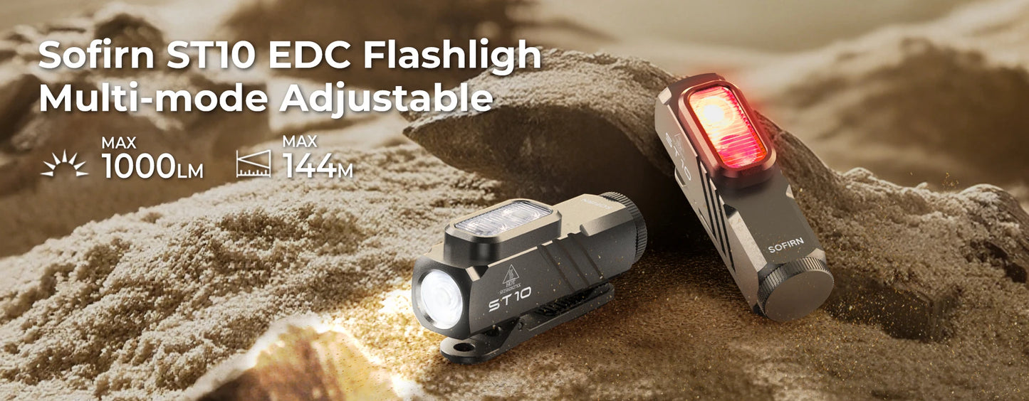 New Sofirn ST10 EDC Flashlight 14500 1000LM USB C Rechargeable Waterproof With Red Light Magnetic Tail & Clip For Camping Emerge