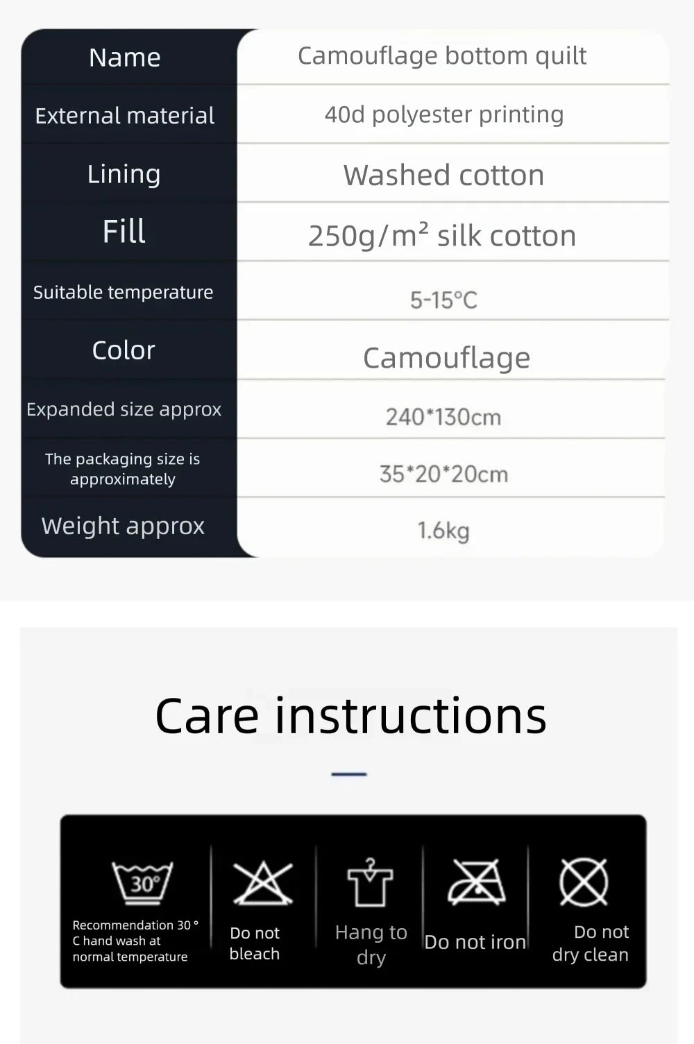 Multifunctional Portable Winter Warm Sleeping Bag Hammock Outdoor Camping Cotton Underquilt Windproof Warm Hammocks Cover