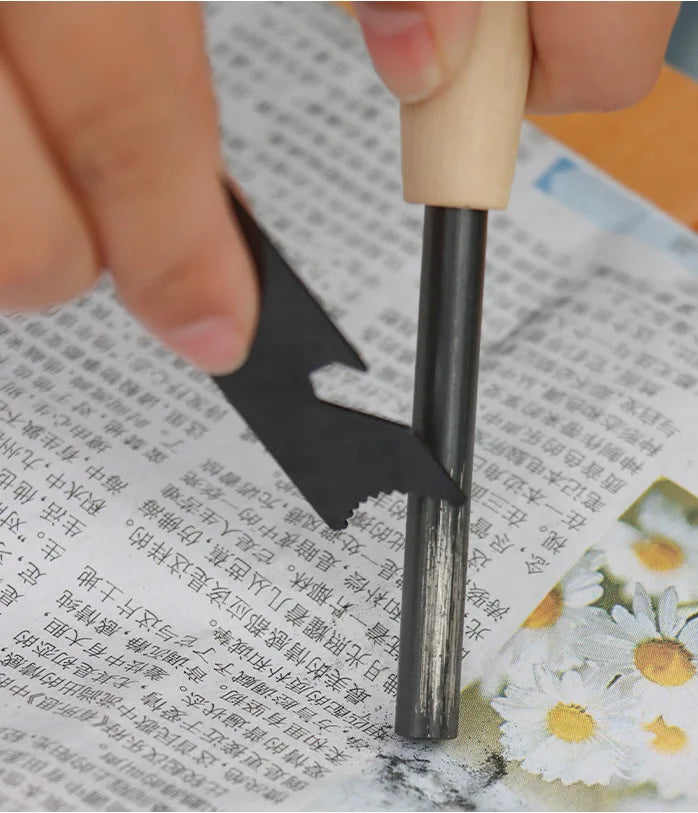 Outdoor Survival Flint Fire Starter with Wood Handle, Multi-Tool Magnesium Rod - Luminous Waterproof Camping Fire Stick