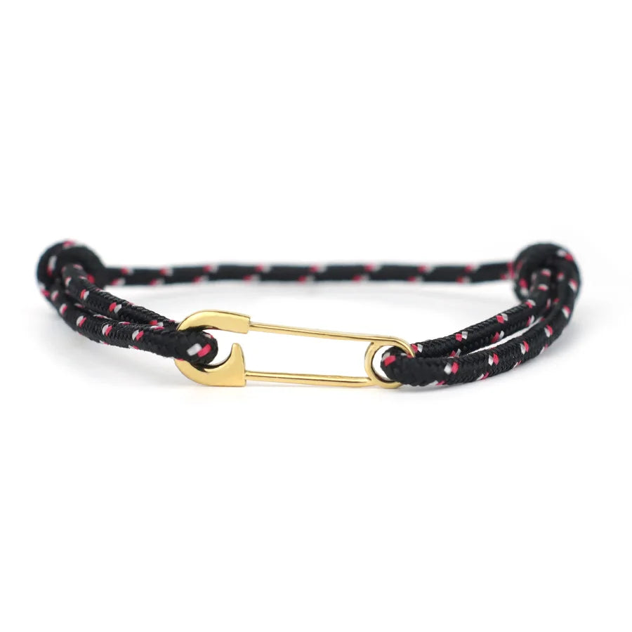 Adjustable Rope Bracelet with Safety Pin Clasp Unisex Paracord Wristband Trendy Survival Jewelry Gift for Men Women