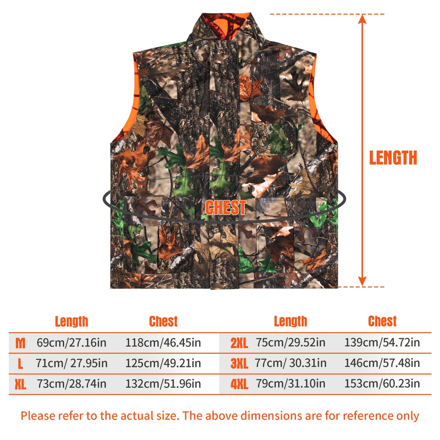 Orange Hunting Vest Men's Sleeveless Jacket Camouflage Field Breathable Hunting Vest With Many Multi Pockets Outdoors Waistcoat