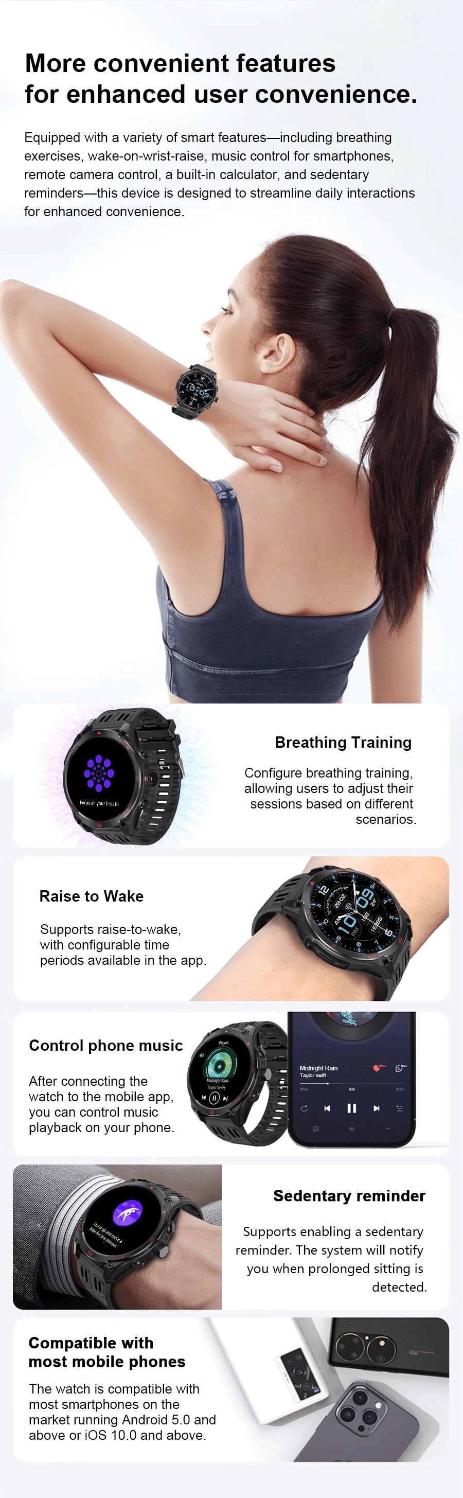 2025 New Military T-Rex 3 Ultra GPS Smart Watch 1000mAh Battery 10ATM Waterproof Compass Flashlight Sports trackr Smartwatch Men