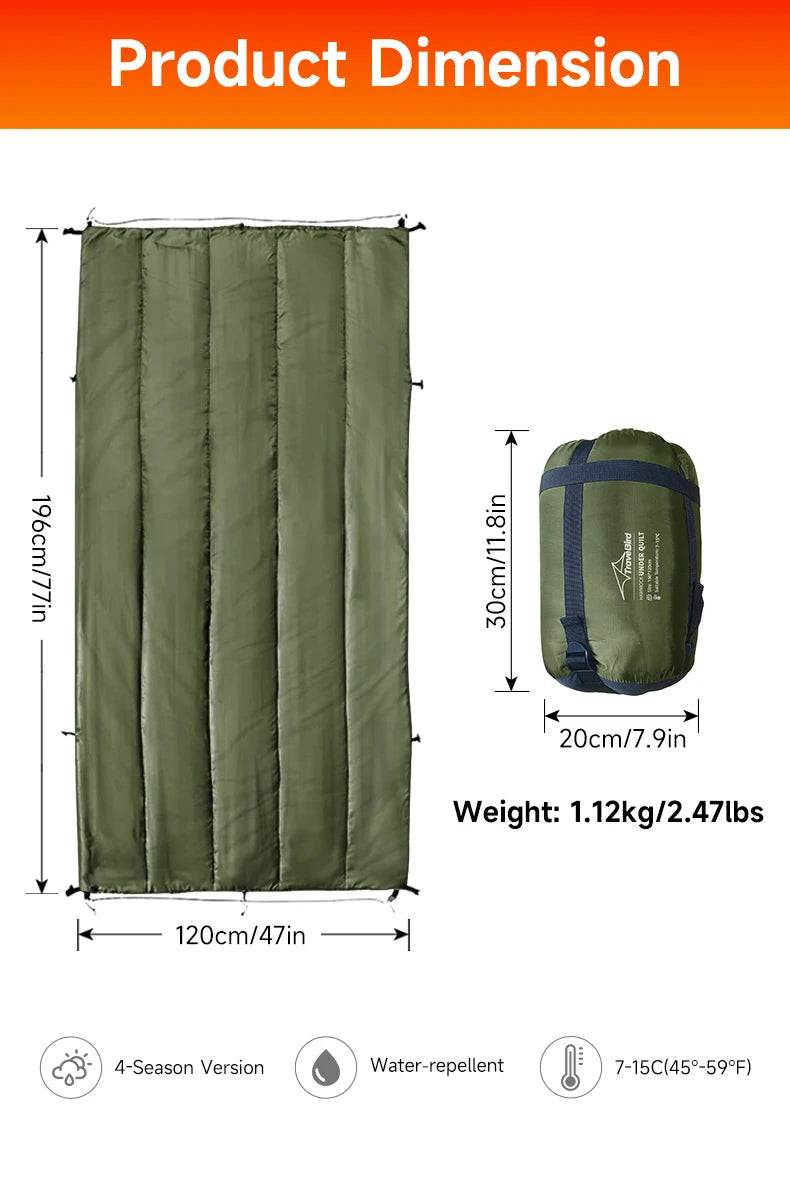 Hammock Underquilt for Camping Hammock, Warm Insulation Ultralight 4 Season Under Quilt for Hammocks,Hiking, Backpacking