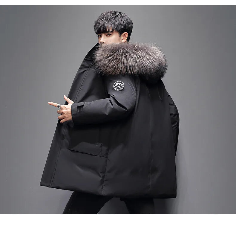 Outdoor Hiking Camping in Winter Windproof Warm Casual Fur Collar Feather Jacket Comfortable Versatile Warm Down Jacket