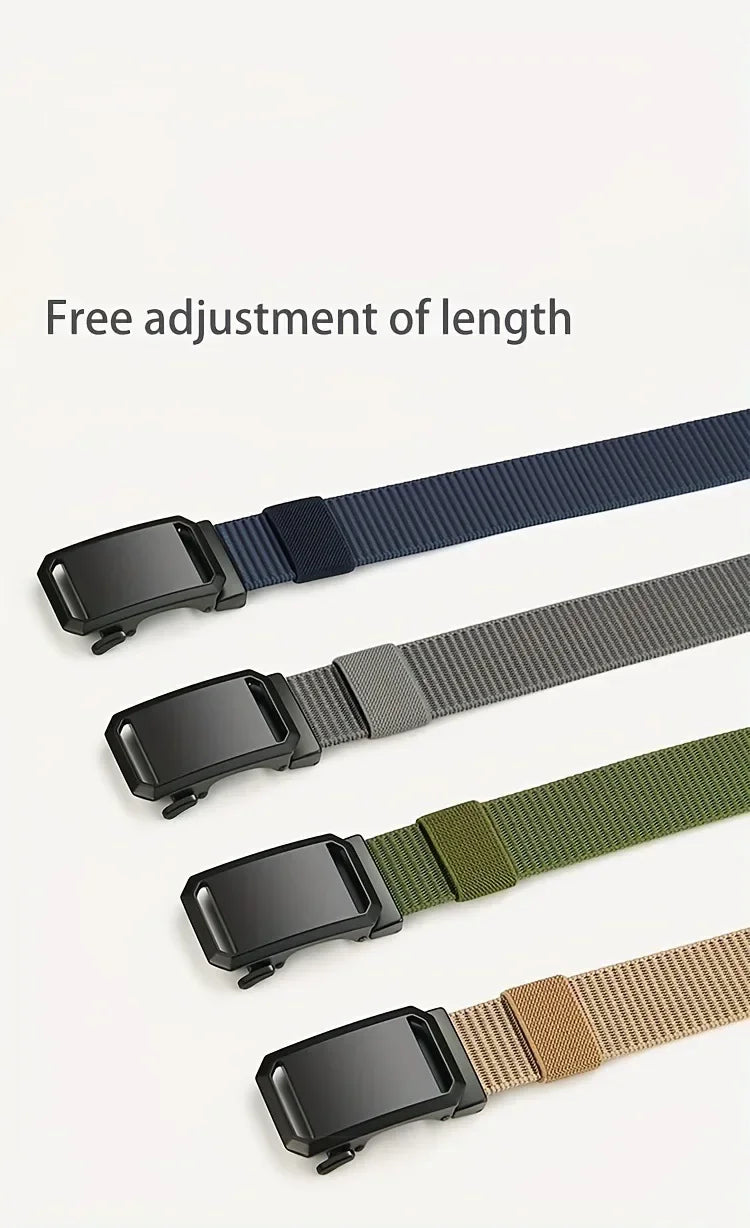 New Automatic Buckle Belt, Canvas Tactical Workwear Casual Outdoor Military Training Pants Belt For Men