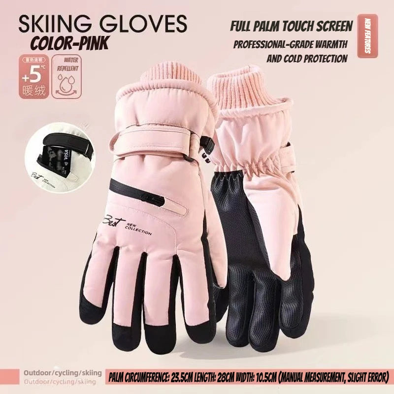 Winter Cycling Gloves Non Slip Touch Ski Gloves Snowboard Accessories Waterproof Pocket Warm Men's and Women's Thermal Gloves