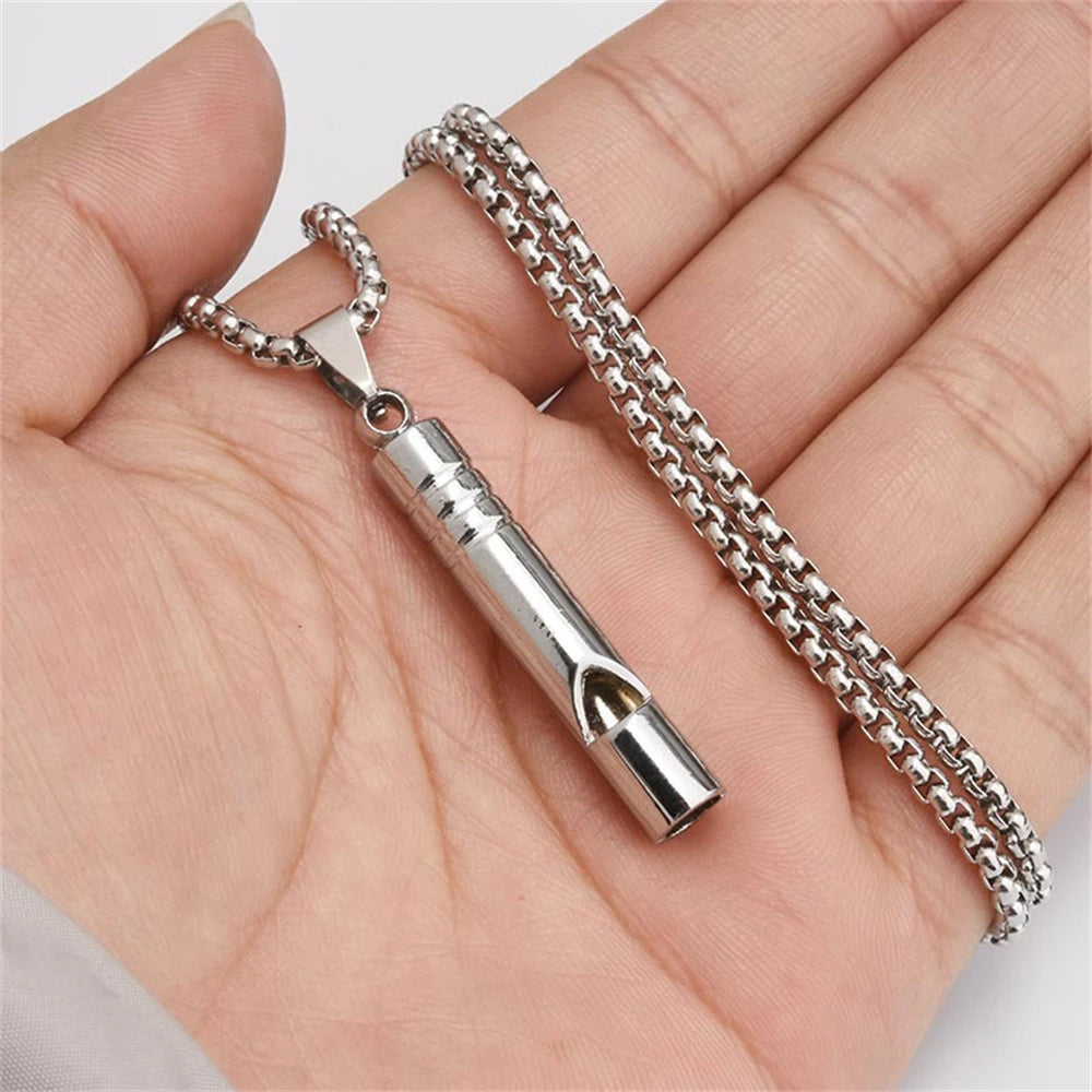 Simple Whistle Pendant Necklaces Emergency Survival Sweater Chain for Men Women Hip-hop Lovers Student Jewelry Gifts