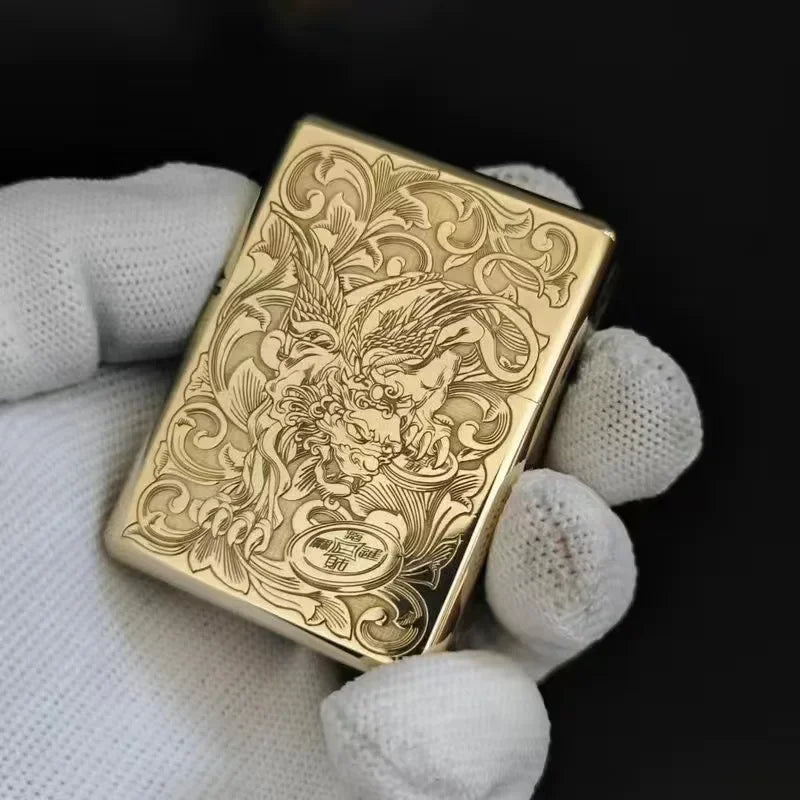 Zorro 912 Retro High End Waterproof Heavy duty Kerosine Lighter 3/5 Hinge Metal Petrol Lighter Men's Gift 150G