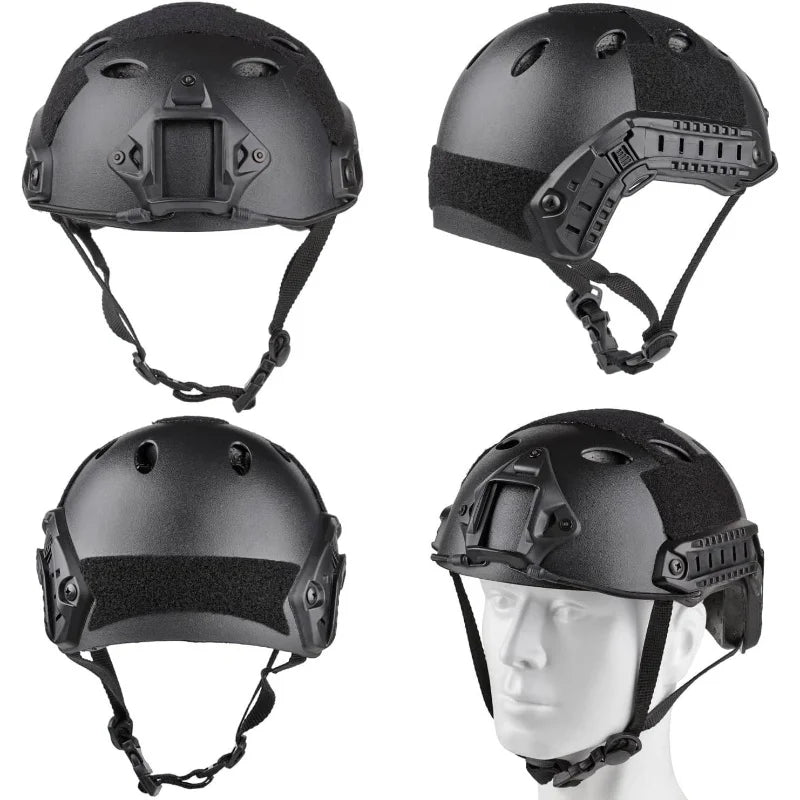 Tactical Full Face Helmet FAST ABS with Detachable Goggles & NVG Bracket, Airsoft CS Military Protective Mask Gear for Outdoor W