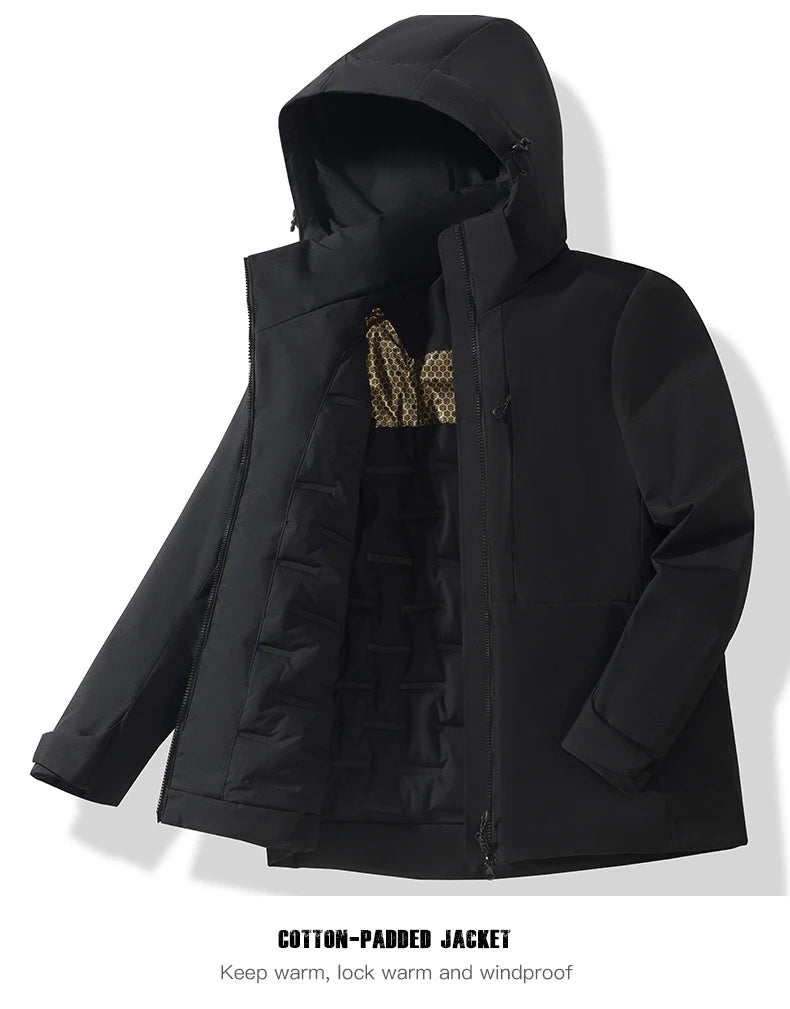 EUMERGX Men's Women's Winter Coat Waterproof Windproof Warm Fleece Jacket Unisex Hiking Camping Skiing Climbing Windbreaker