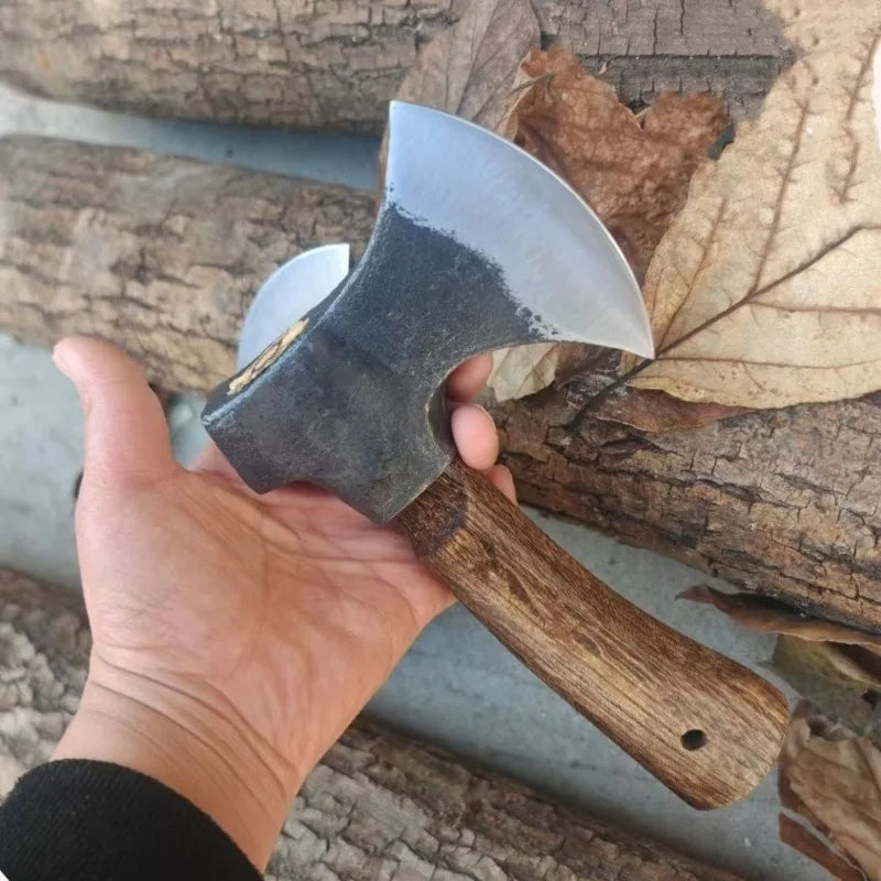 High-carbon Steel Hatchet Portable Small Axe Outdoors Camping Multifunctional Wooden Handle Self-defense Small Axe Outdoor Tools
