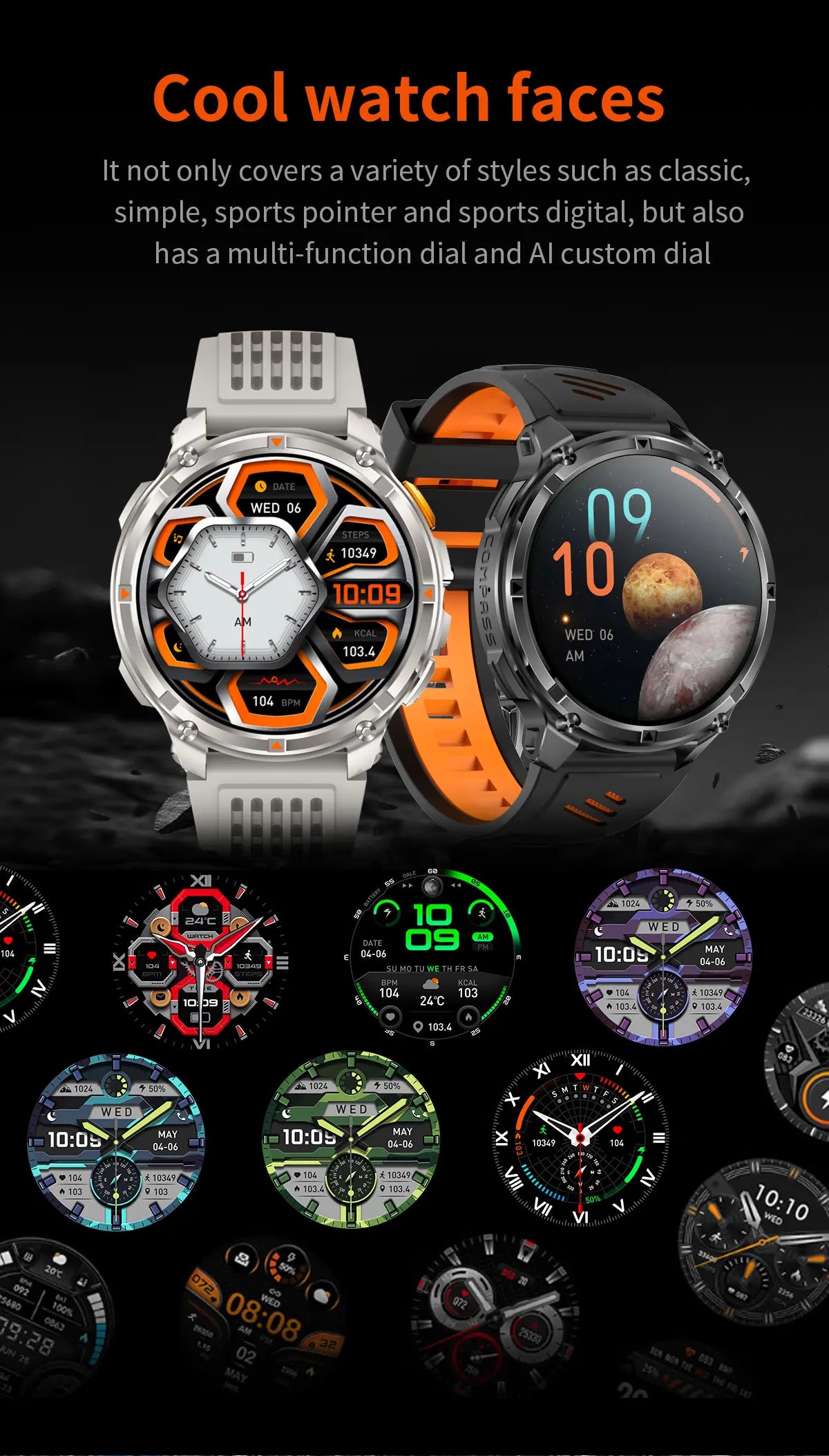 New Military T-Rex3 Ultra 1100mAh Battery Smart Watch 5 ATM Waterproof 1.7"AOD Compass GPS Sports tracker Outdoors Smartwatches