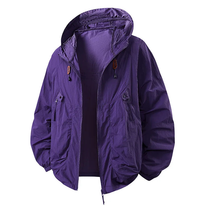 Men's Fishing Hooded Jacket Hiking Mountain Sport Waterproof Lightweight Windbreaker Rain Shell 2025 Camping Sun-proof Raincoat