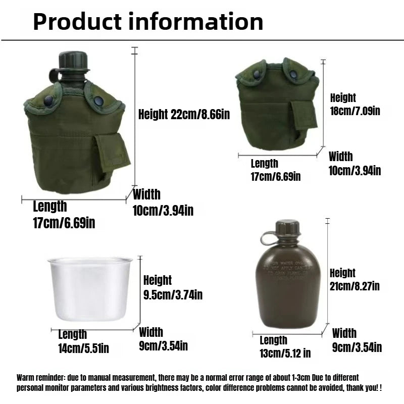 1L Large-Capacity Outdoor Camouflage Military Canteen Bottle for Backpacking Camping Hiking - Survival Water Kettle