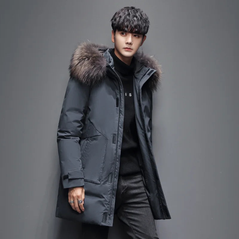 Outdoor Hiking Camping in Winter Windproof Warm Casual Fur Collar Feather Jacket Comfortable Versatile Warm Down Jacket
