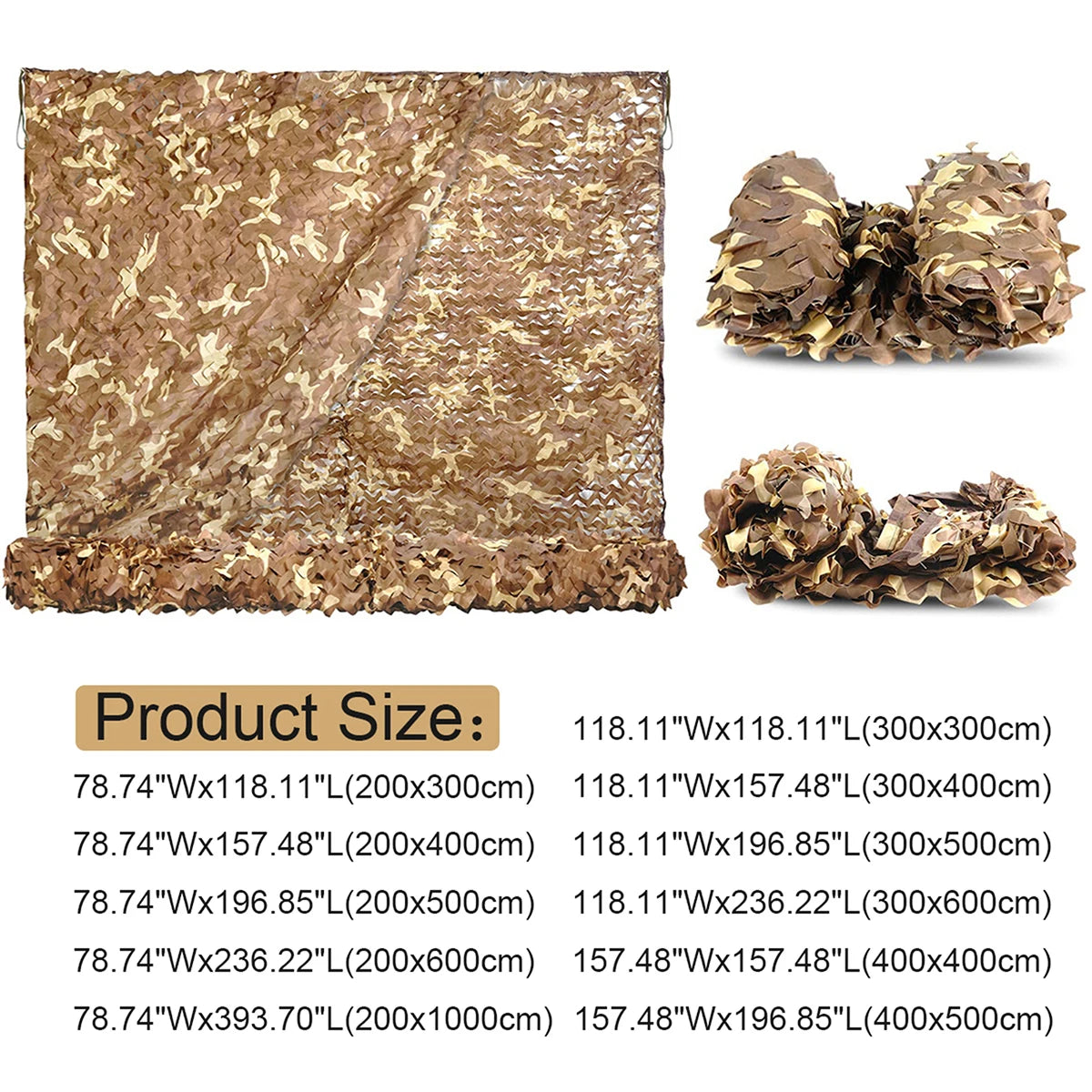 Camouflage Netting, Desert Camouflage Netting Roll, Hunting Concealment Net, Suitable for Camping, Hunting, Party Decorations