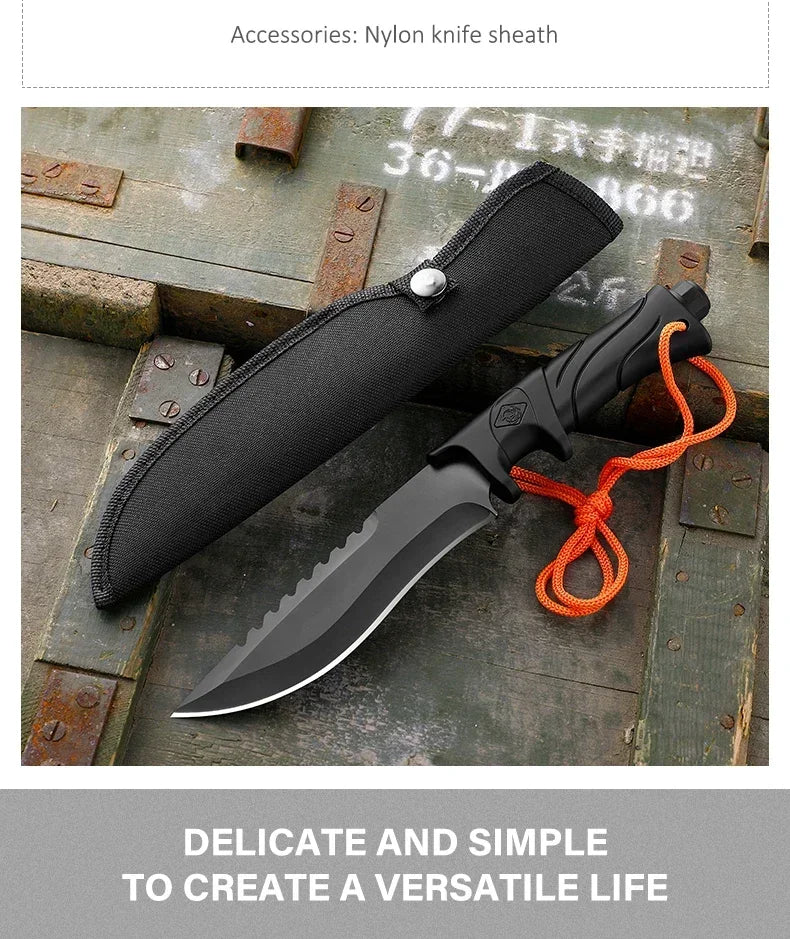 NEW Outdoor Camping Tactical Straight Knife, Portable Outdoor Tool Knife, EDC Gear, High Hardness Self-Defense Survival Knife