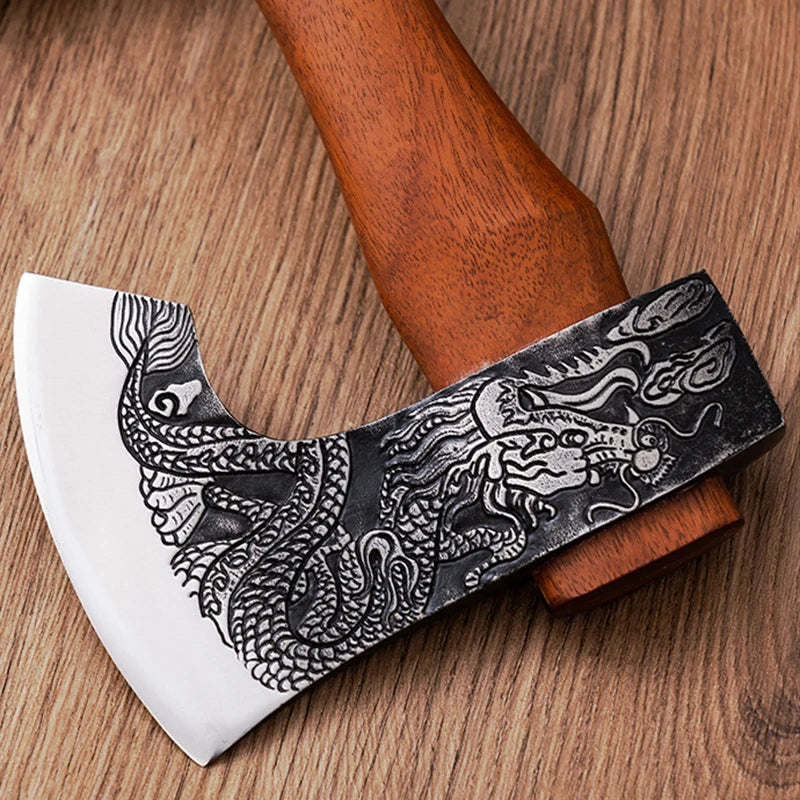 Outdoor Cut Firewood Axe Camping Survival Axes Tactical Self-defense Hand Axe Multipurpose Wooden Handled Axes with Cover