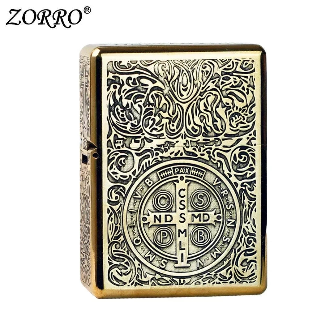 Zorro 912 Retro High End Waterproof Heavy duty Kerosine Lighter 3/5 Hinge Metal Petrol Lighter Men's Gift 150G