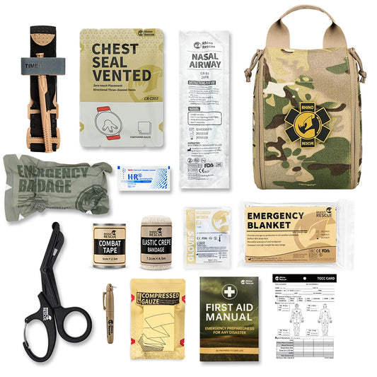 Rhino Rescue 002M First Aid Kit Camping IFAK Pouch With Molle,Survival Pouch For Camping Hiking And Fishing Outdoor Hiking  Kit