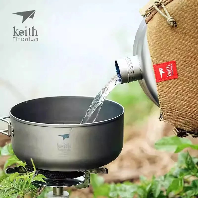 Keith Titanium Sports Water Bottle 4.2L Cowboy Canteen  Large Capacity Lightweight for Outdoor  Camping & Hunting