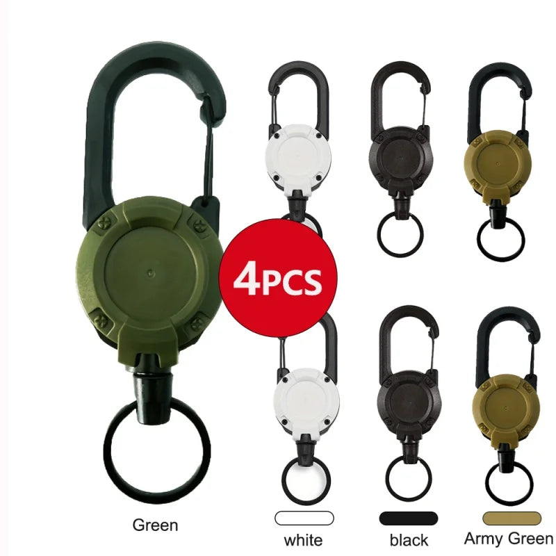 2/4/8pcs Outdoor Retractable Keychain Heavy Duty Carabiner Badge Holder Retractable ID Badge Clip Reel Key Chain for Fishing