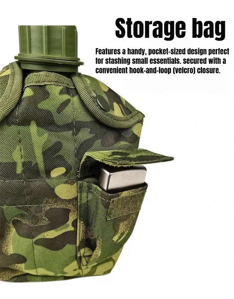 1L Large-Capacity Outdoor Camouflage Military Canteen Bottle for Backpacking Camping Hiking - Survival Water Kettle