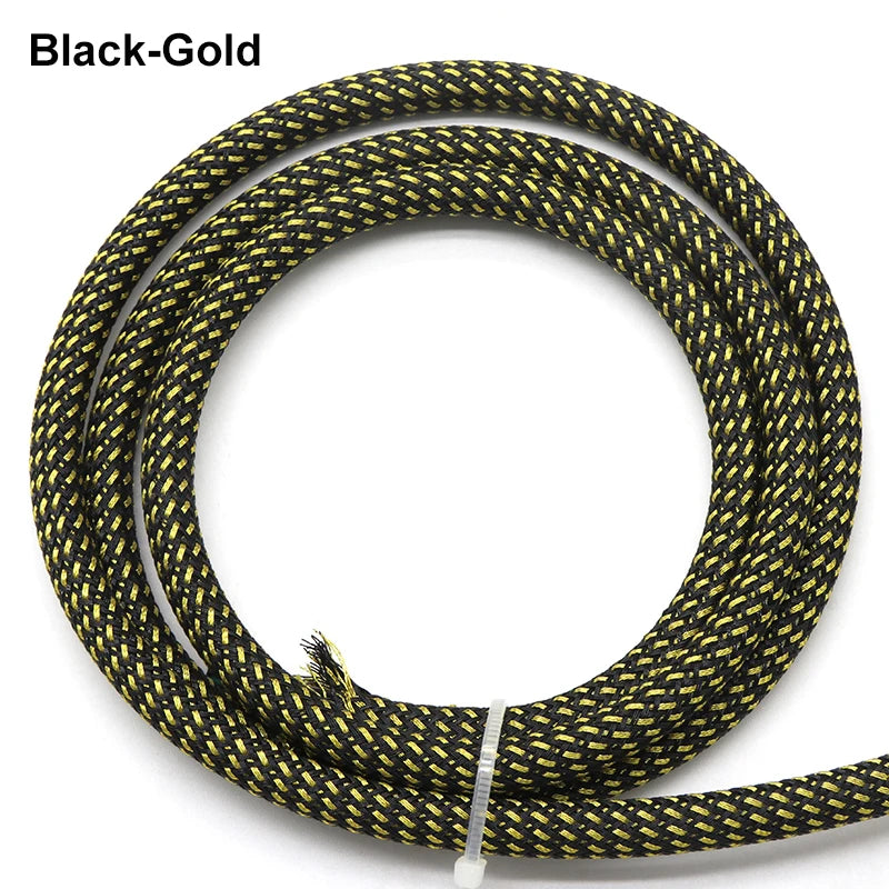 1~50M PET Braided Cable Sleeving Dia 2/4/6/8/10/12/14/16/20mm Expandable High Density Insulated Line Protection Wire Wrap Sheath