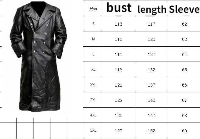 1MEN'S GERMAN CLASSIC WW2 MILITARY UNIFORM OFFICER BLACK REAL LEATHER TRENCH COAT