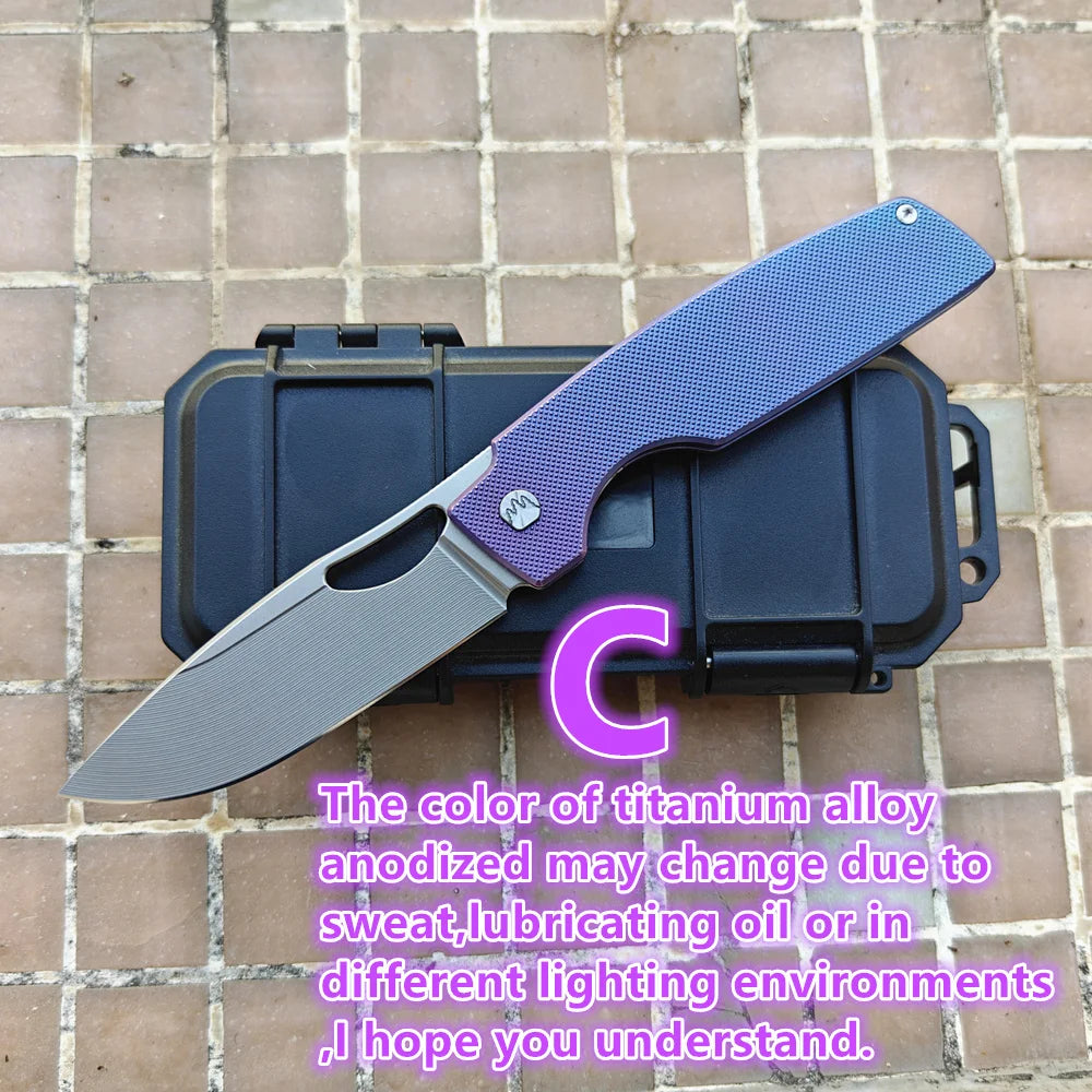 JUFULE New Cedar Step Milled Blade Folding Knife Titanium Handle Ceramic Bearings 154CM Pocket Hunting Outdoor EDC Camping Tool