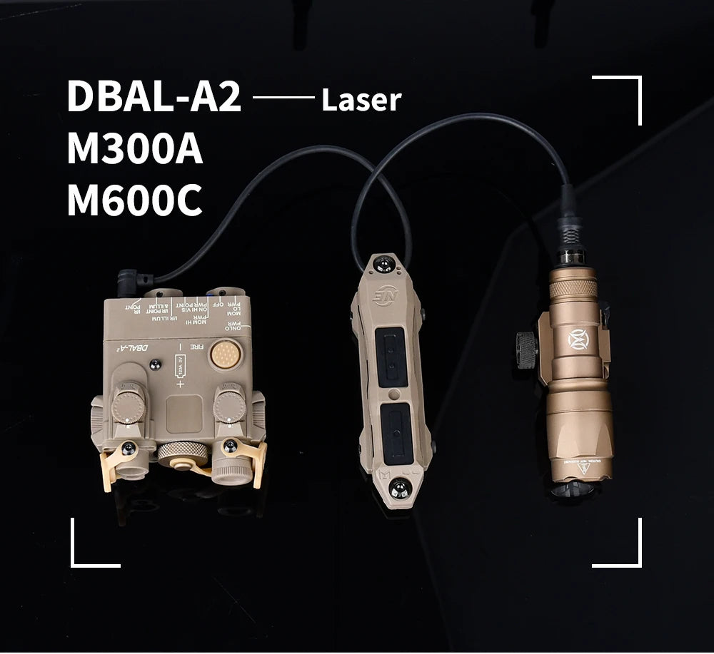 DBAL A2 Red Green Dot Laser Surefi M300 M600 Flashlight Pressure Switch Hunting Airsoft Weapon Light For 20mm MLOK KEYMOD Rail