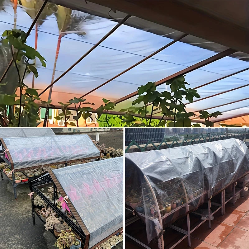 Waterproof Tarp Tarpaulin Clear Cover PE Film With Grommets Garden Balcony Patio Canopy Awnings Winter Plants Greenhouse Tarp