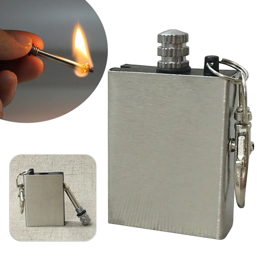 Metal Keychain Lighter Portable Flints Metal Match Waterproof Keychain Permanent Match Emergency Survival Camping Fire Starters