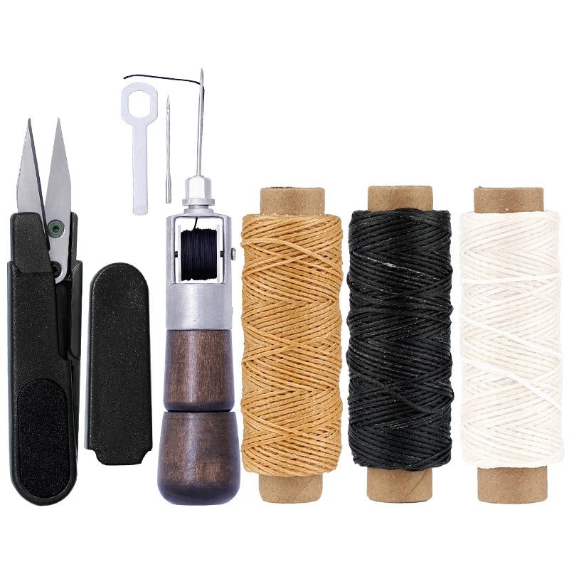 KRABALL Leather Craft Tool Kit Leather Hand Sewing Repair Kit Stitching Punch Carving Work Groover Set DIY Tool Set Professional